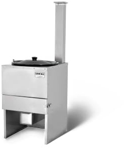Smoki Gulaschkanone Edelstahl 10L – Mobiler Outdoor Eintopfofen & Campingkocher mit Ofenrohr, Ascheschublade & Emailliertem Topf – Holzofen für Garten & Camping