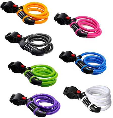 GOFRIEND Bicycle Lock - High Security 5 Digit Combination Coiling Cable Lock, Best for Outdoors, 1.2mx12mm