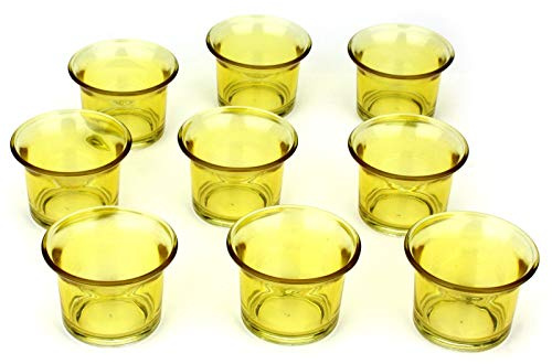 NoNa 4,5 cm Teelicht-Gläser - Neun im Set - GELB - Teelichtglas Kerzenglas Kerzengläser Teelichthalter