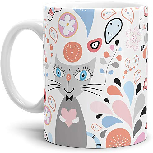 Tassendruck Katzen-Tasse Comic - Kaffeetasse/Mug/Cup - Qualität Made in Germany