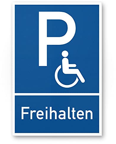 Komma Security Parkplatz Behinderte Behindertenparkplatz Schild 20 x 30 cm Hinweisschild Parkplatzschild Reserviert - Rollstuhlfahrer Parkplatz freihalten