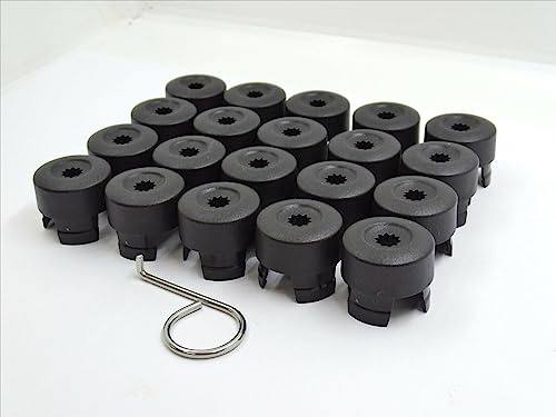 Partsdealers hjulmutter bultskydd för VW TRANSPORTER T5 T5.5 TOUAREG AMAROK 19 mm svart x 20 nytt set + verktyg