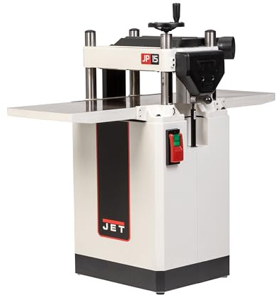 JET 15-Inch Thickness Planer for Woodworking, Helical Style Cutterhead with 2-Speed (16 FPM / 20 FPM) Feed Rate, 3 HP, 230V 1Ph (JPW-15BHH)