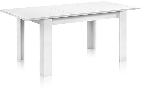 Habitdesign Mesa de Comedor Extensible, Mesa salón o Cocina, Acabado en Color Blanco Artik, Modelo Kendra, Medidas: 140-190 cm (Largo) x 90 cm (Ancho) x 78 cm (Alto)