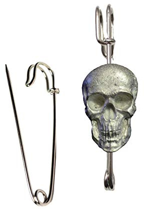 Giftsforall FT359 Totenkopf-Brosche und Kiltnadel aus Zinn, 3,1 x 4,5 cm