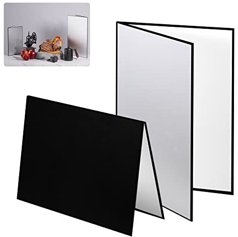 Selens 3 en 1 Reflector de Luz Fotografía 29.7X42cm Plegable Cartón Grueso Iluminación para Comida Naturaleza Muerta Producto Estudio Fotográfico Fotos Negro/Plateado/Blanco 2 Piezas