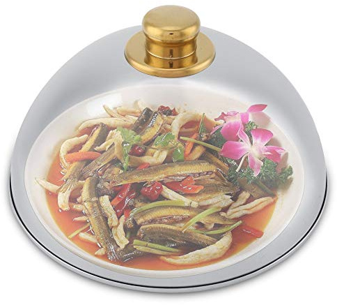 Cubierta de comida de acero inoxidable, plato de servir Cloche, cubierta de comida, domo dorado para cocina, restaurante, uso de 10 pulgadas y 12,5 pulgadas(10inch)