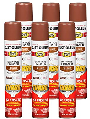 Rust-Oleum 353346-6PK Stops Rust Turbo Spray System Rusty Metal Primer Spray, 24 oz, 6 Pack