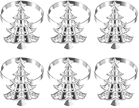 6 Stück Serviettenringe Weihnachten Dekoration Serviettenschnallen, Metall Servietten Halter, Metall Serviettenhalter Tisch Dekoration Für Hotel Hochzeit Geburtstag Weihnachten Party (Stil E)