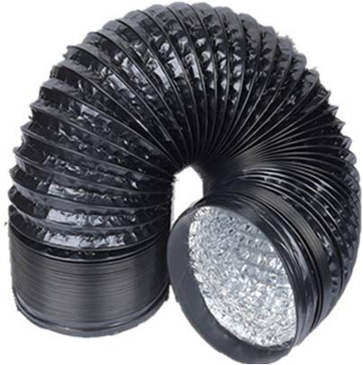 Schahba Aluflexschlauch PVC Lüftungsschlauch 4m (100mm * 4m) Schwarz - Flexibel, Hohe Druckfestigkeit, Für Lüftungssysteme