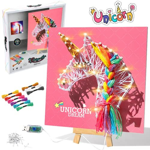 CHMMY Bastelset Kinder Einhorn Geschenk für Mädchen ab 6 7 8 9 10 11 12 Jahre Einhorn Spielzeug mit LED-Licht DIY Handgemachte Dekoration Bastelset Kreative Einhorn Bastelsets Spielzeug Geschenk