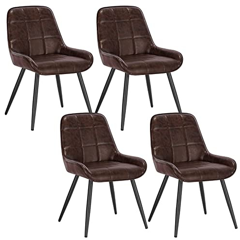 WOLTU Esszimmerstühle 4er Set, Küchenstühle gepolstert | ergonomisch mit Rückenlehne, Kunstleder, für Wohnzimmer Küche Esszimmer, Dunkelbraun