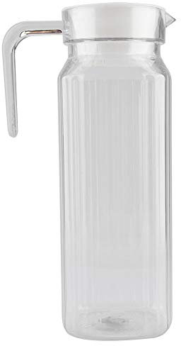 HEITIGN Pichet en Verre avec Couvercle, Bouteille de Jus, Réfrigérateur Transparent, Eau, Jus de Fruits, Liqueurs, Pichet Résistant à la Chaleur, Carafe à Eau (1100ml)