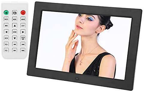 Digitaler 12-Zoll-Bilderrahmen, Intelligenter Bilderrahmen HD1280x800-Auflösung, MP3/MP4/Bildwiedergabe-Taste und Infrarot-Fernbedienung (weiß) (EU-Stecker)