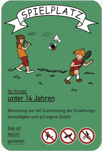 Dreifke® Schild Spielplatz für Kinder unter 14 Jahren..., grün, Alu, 400x600 mm