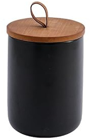 outer treasure Bocal moderne en céramique avec couvercle pour sucre, café, café, sucre, thé, épices, etc. Noir 800 ml