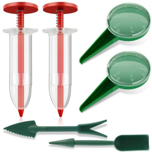 Mini Seed Dispenser Sower Set, 6 Pcs Mini Sowing Seed Dispenser Needle Barrel Seeder Handheld Seed Planter Garden Tools