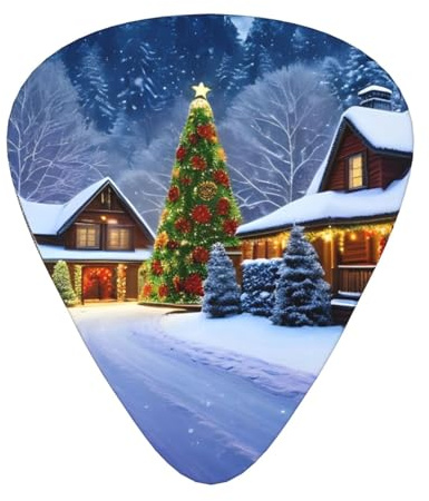 Gitarrenplektren, 12-teiliges Set, angenehm in der Hand mit glatten Kanten, drei Stärken, passend zu weihnachtlichen Winter-Drucken
