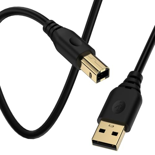 Printer Cable 6FT USB 2.0 Printer Cable USB-A to USB-B Cables, High Speed Scanner Print Cord for HP Canon Dell Samsung Epson Brother Lexmark Xerox, MIDI Cables for Digital Piano DAC MIDI Controller