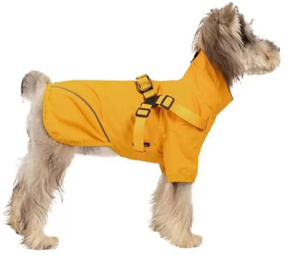 BT Bear Gelber Hunde-Regenmantel, Reflektierender, Wasserdichter Mantel für kleine Hunde, Größe M, Polyester-Mischung
