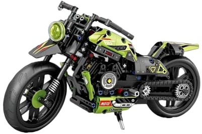 DelightCube Technik Motorrad Bausteine Set, Klemmbausteine Technic Motorrad Modellbausatz, MOC Supermotorrad Bauset Spielzeug Geschenk für Kinder Erwachsene (47112)