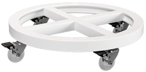 QRTERTYG Supporto per Piante Rotondo in Metallo con Ruote per Alzata di vasi da Giardino Bianco Altezza 48 cm