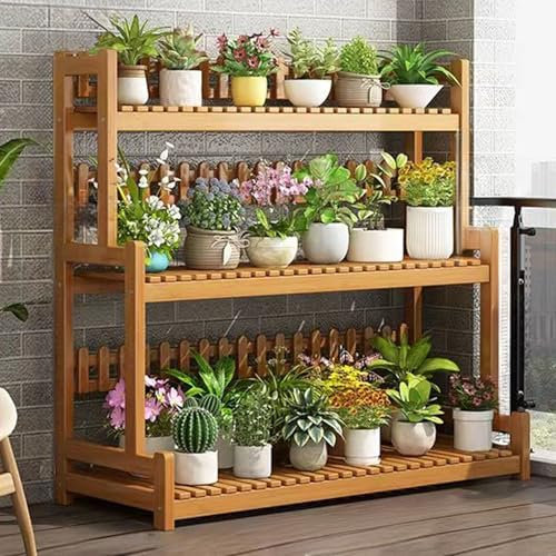GAOXIONG Pflanzenständer aus Bambus, 4-stufiges Leiterregal für Wohnzimmer, Terrasse, Treppenstil, Präsentationsregal für Blumen, großer Pflanzenhalter, Aufbewahrungsorganizer für den Balkon, Moderne