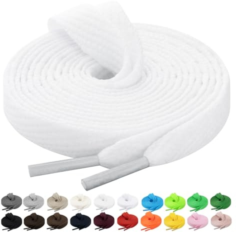 Handshop 2 pares de cordones planos para zapatillas 10mm ancho 20 colores, cordones anchos para zapatillas deportivas, zapatillas de skate