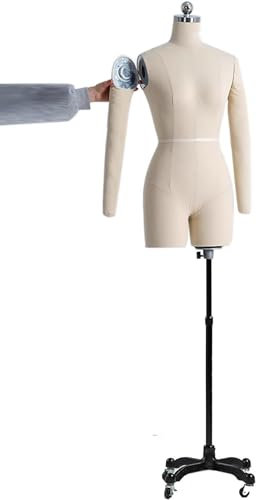 Schneiderpuppe für Damen, Schneiderpuppe, Torso mit Arm- und Radfuß, Schneiderpuppe zum Nähen von Kleidung，White XXL 88