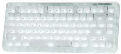 KiiBoom Jade75 75% Resin Molding Mechanical Keyboard, BT5.0/USB-C/2.4GHz | Wireless Gaming Keyboard for Windows/Mac/Linux, VIA Programmable, RGB Backlits, Hot-Swappable, CNC+UV Case (White)