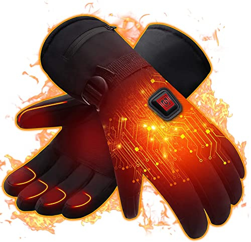 Gants Chauffants, Gants Chauffants à Piles Rechargeables électriques pour Hommes Femmes, Chauffe-Mains à Pile Rechargeable 7.4V 4000MAH pour Ski,Bicyclette,Moto, de Neige pour Hiver - L (XL)