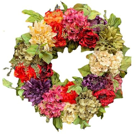 Spring Door Wreath, 45 cm Door Wreath, Artificial Wildflower Garland, Decorative Multi-Purpose Garland, for Spring-Summer Easter Decoration, Home, Parties, Doors, Weddings (1)