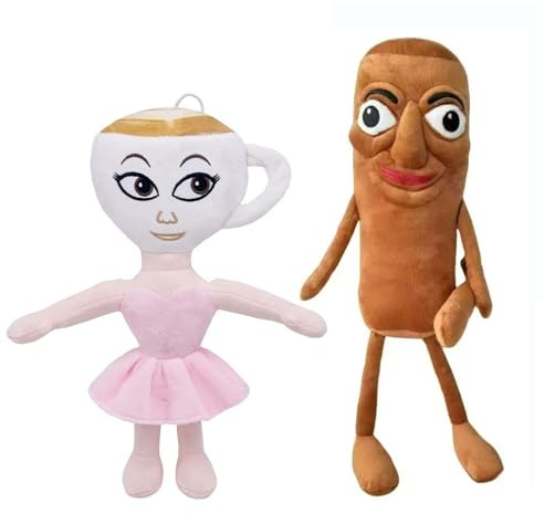 KUKUShining Italienisches Brainrot Plüschtier, Kuschelige Tung Tung Sahur Stofftier Puppe Lustige Ballerina Cappucina Plüschtier (2 Stück)