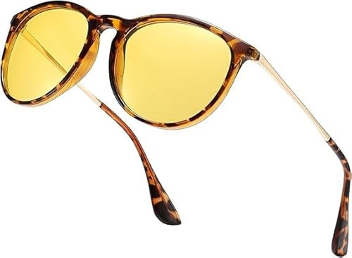 D Lolylad Nachtsichtbrille für Damen - Nachtfahrbrille für Autofahrer Autofahren Nacht gelbe Brille