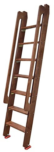 3 4 5 6 Steps High Bed Wooden Ladder with Handrail for Kids/Disabled/Elderly, 100 125 150 175 Cm Loft Cabin Camping Twin Bunk Beds Ladders/Only Angled Ladder (Color : Brown, Size : 125cm/4.1