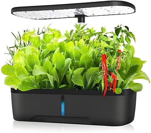 Máquina de Plantación Hidropónica, Kit de Cultivo Sin Suelo con 12 Cápsulas para Jardín de Hierbas Aromáticas en Interiores, 3 Tipos de Temporizador Led para Luz de Cultivo, Soporte de Luz Ajustable