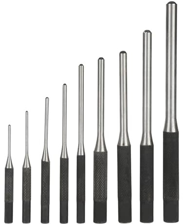 CHICIRIS 9pcs, Ensemble de Punch à Broches, Punch en Mécanique, Idéal pour les Murs de Rupture ou de Forage, le Béton, les Pierres, Fabriqués à Partir de Métal 40cr, Rouge