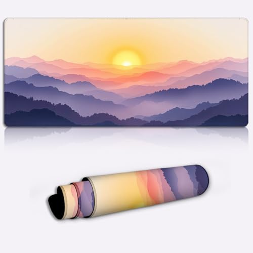 misty mountain sunrise Printed PC Laptop Computer Mouse Mat Pad Non-Slip Rubber Base Pad Office Home Novelty Printed Desk Accessory Large Laptop Desktop Printed Art Ergonomic 600 * 350 * 4mm