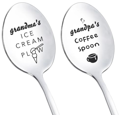 YUVKIN 2PCS Cucchiaio da Cucina Idea Regalo Nonno. Personalizzato Grandpa's Coffee Spoon/Idea Regalo Nonno, Regalo Festa dei Nonni/Compleanno Nonno/Regalo Natale Nonno