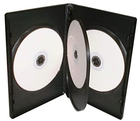 RIVER 4-Way Black DVD Case with Swing Tray – Holds Up to 4 Discs, Slim 14mm Profile, Durable Polypropylene, Customizable Cover Sleeve for DVD/CD Storage (10)