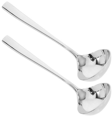 Gadpiparty 2piezas Cuchara para Salsa de Acero Inoxidable Cucharón para Servir Aderezo Utensilios de Cocina Cuchara para Sopa para Uso Salseras Color Plata