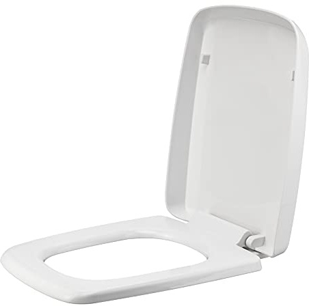 Riuulity Elegante Sedile WC Quadrato, Robusto Materiale PP, Chiusura Silenziosa, Moderno Accessorio da Bagno per L'uso Quotidiano, Bianco 14,3 X 17,3-18,5 pollici.
