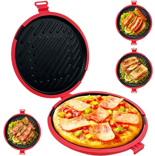 Microwave Toastie Maker,Round Silicone Panini Press Non-Stick | 23.8cm Non-stick Plates. Dishwasher Safe Fast Cooking Perfect For Toasties Paninis Grilled Sandwiches