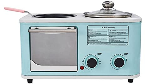 TVAFEDS Bread Maker Household Electric 3 in 1 Breakfast Machine Bread Toaster Oven Omelette Frying Pan Hot Pot Boiler Food Steamer Pasta Cooker(Blue)