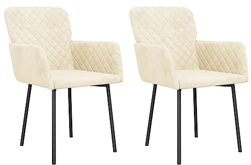 Vorpalize Esszimmerstühle 2 STK Creme Samt Polsterstuhl mit Metallrahmen ergonomisch gepolstert 51,5x61x78,5 cm stabil komfortabel für Esszimmer Esszimmermöbel Essstuhl Küchensofa