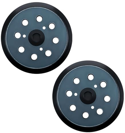 2 Piezas Almohadilla Lijadora Orbital Compatible con MAKITA BO5041, Plato Lija 125mm 8 Agujeros, Plato Soporte Velcro 5 Pulgadas, Base Lijadora Repuesto con 3 Orificios Tornillo Distancia Centro 32 mm
