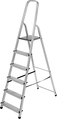 VaGo Haushaltsleiter Klappleiter Alu Leiter Stehleiter 6 Stufen Trittleiter