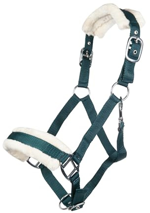 HKM 11796 - Cavezza Bischofshofen, imbottitura in peluche, cavezza cavallo, verde scuro, purosangue
