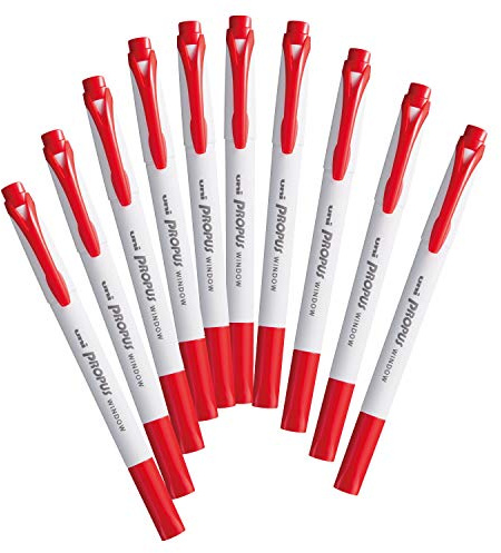 Mitsubishi Pencil PUS103T.15 Propass Window Color Markers, Red, 10 Pieces