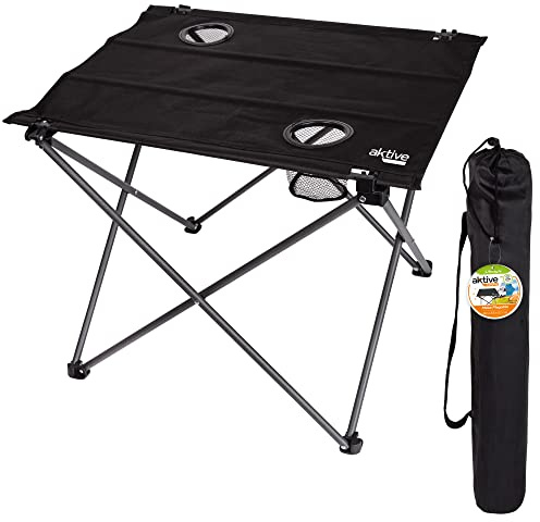 Aktive 52843-fällbord textil camping, metallrör polyester, röd, 61 x 53 x 51 cm